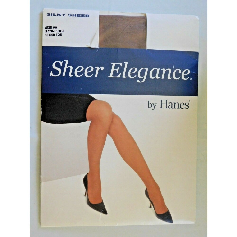 Hanes Sheer Elegance Pantyhose Satin Beige Sheer Toe size AB